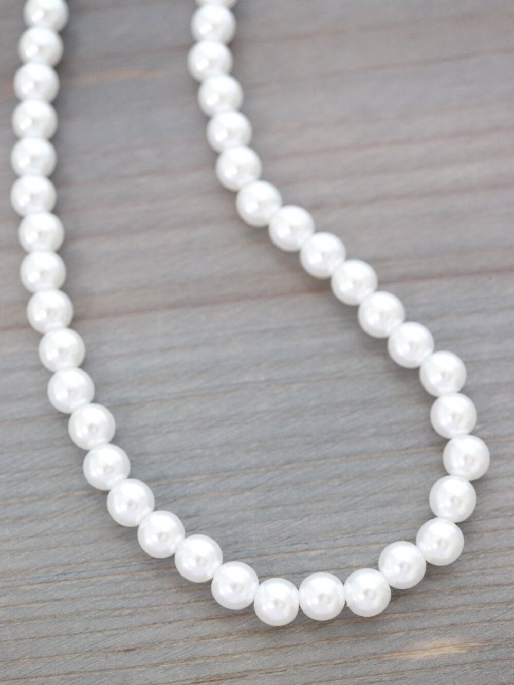 7mm Pearl Chain Necklace Silver Stainless Steel